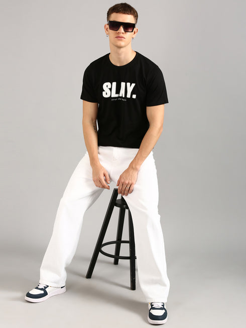 Black Printed Regular Fit T-shirt